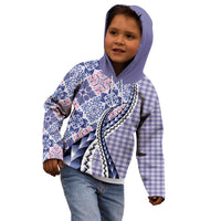Aloha Vintage Palaka Floral Hawaiian Quilt Kid Hoodie Poni Motif - Polynesian Pride