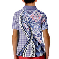 Aloha Vintage Palaka Floral Hawaiian Quilt Kid Polo Shirt Poni Motif - Polynesian Pride