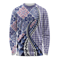 Aloha Vintage Palaka Floral Hawaiian Quilt Long Sleeve Shirt Poni Motif - Polynesian Pride