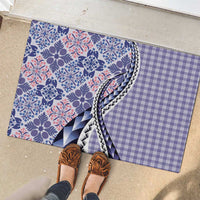 Aloha Vintage Palaka Floral Hawaiian Quilt Rubber Doormat Poni Motif - Polynesian Pride