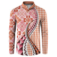 Aloha Vintage Palaka Floral Hawaiian Quilt Button Sweatshirt Ulaula Motif - Polynesian Pride