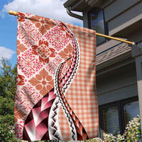 Aloha Vintage Palaka Floral Hawaiian Quilt Garden Flag Ulaula Motif - Polynesian Pride