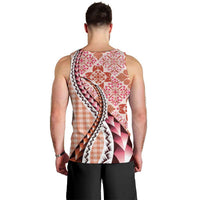 Aloha Vintage Palaka Floral Hawaiian Quilt Men Tank Top Ulaula Motif - Polynesian Pride