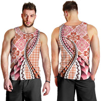 Aloha Vintage Palaka Floral Hawaiian Quilt Men Tank Top Ulaula Motif - Polynesian Pride
