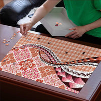 Aloha Vintage Palaka Floral Hawaiian Quilt Puzzle Ulaula Motif - Polynesian Pride