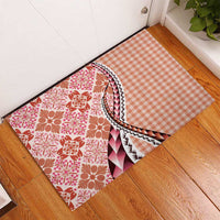 Aloha Vintage Palaka Floral Hawaiian Quilt Rubber Doormat Ulaula Motif - Polynesian Pride