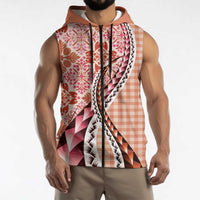 Aloha Vintage Palaka Floral Hawaiian Quilt Sleeveless Zip Hoodie Ulaula Motif LT9