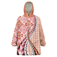 Aloha Vintage Palaka Floral Hawaiian Quilt Wearable Blanket Hoodie Ulaula Motif - Polynesian Pride