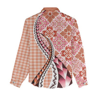 Aloha Vintage Palaka Floral Hawaiian Quilt Women Casual Shirt Ulaula Motif - Polynesian Pride