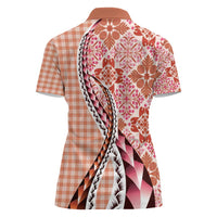 Aloha Vintage Palaka Floral Hawaiian Quilt Women Polo Shirt Ulaula Motif - Polynesian Pride