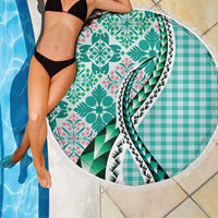 Aloha Vintage Palaka Floral Hawaiian Quilt Beach Blanket Polu Motif - Polynesian Pride