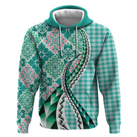 Aloha Vintage Palaka Floral Hawaiian Quilt Hoodie Polu Motif - Polynesian Pride