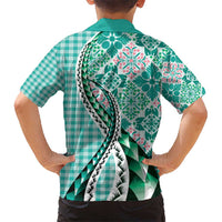 Aloha Vintage Palaka Floral Hawaiian Quilt Kid Hawaiian Shirt Polu Motif - Polynesian Pride