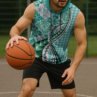 Aloha Vintage Palaka Floral Hawaiian Quilt Sleeveless Hoodie Polu Motif - Polynesian Pride