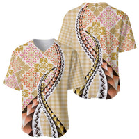 Aloha Vintage Palaka Floral Hawaiian Quilt Baseball Jersey Melemele Motif - Polynesian Pride