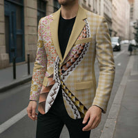 Aloha Vintage Palaka Floral Hawaiian Quilt Blazer Melemele Motif - Polynesian Pride