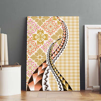 Aloha Vintage Palaka Floral Hawaiian Quilt Canvas Wall Art Melemele Motif - Polynesian Pride