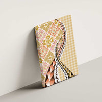 Aloha Vintage Palaka Floral Hawaiian Quilt Canvas Wall Art Melemele Motif - Polynesian Pride