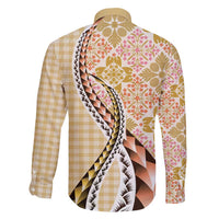 Aloha Vintage Palaka Floral Hawaiian Quilt Family Matching Short Sleeve Bodycon Dress and Hawaiian Shirt Melemele Motif - Polynesian Pride