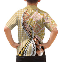 Aloha Vintage Palaka Floral Hawaiian Quilt Kid Hawaiian Shirt Melemele Motif - Polynesian Pride