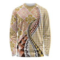 Aloha Vintage Palaka Floral Hawaiian Quilt Long Sleeve Shirt Melemele Motif - Polynesian Pride