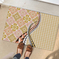 Aloha Vintage Palaka Floral Hawaiian Quilt Rubber Doormat Melemele Motif - Polynesian Pride