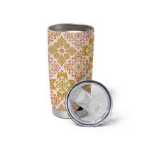 Aloha Vintage Palaka Floral Hawaiian Quilt Tumbler Cup Melemele Motif - Polynesian Pride