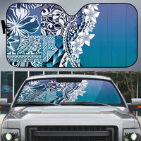 Aloha Vintage Plumeria Hawaiian Tapa Pattern Auto Sun Shade Blue Hawaiian Tapa Pattern LT9 Blue - Polynesian Pride