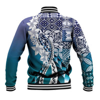 Aloha Vintage Plumeria Hawaiian Tapa Pattern Baseball Jacket Blue Hawaiian Tapa Pattern - Polynesian Pride