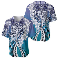 Aloha Vintage Plumeria Hawaiian Tapa Pattern Baseball Jersey Blue Hawaiian Tapa Pattern - Polynesian Pride