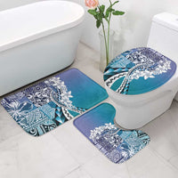 Aloha Vintage Plumeria Hawaiian Tapa Pattern Bathroom Set Blue Hawaiian Tapa Pattern - Polynesian Pride