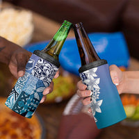 Aloha Vintage Plumeria Hawaiian Tapa Pattern 4 in 1 Can Cooler Tumbler Blue Hawaiian Tapa Pattern - Polynesian Pride