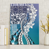 Aloha Vintage Plumeria Hawaiian Tapa Pattern Canvas Wall Art Blue Hawaiian Tapa Pattern - Polynesian Pride