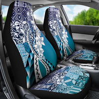 Aloha Vintage Plumeria Hawaiian Tapa Pattern Car Seat Cover Blue Hawaiian Tapa Pattern - Polynesian Pride
