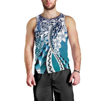 Aloha Vintage Plumeria Hawaiian Tapa Pattern Men Tank Top Blue Hawaiian Tapa Pattern - Polynesian Pride