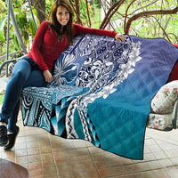 Aloha Vintage Plumeria Hawaiian Tapa Pattern Quilt Blue Hawaiian Tapa Pattern - Polynesian Pride