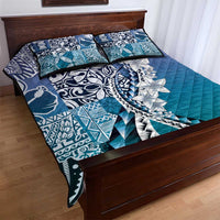 Aloha Vintage Plumeria Hawaiian Tapa Pattern Quilt Bed Set Blue Hawaiian Tapa Pattern - Polynesian Pride