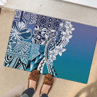 Aloha Vintage Plumeria Hawaiian Tapa Pattern Rubber Doormat Blue Hawaiian Tapa Pattern LT9 - Polynesian Pride