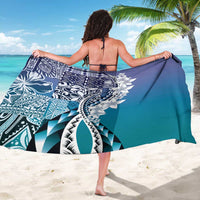 Aloha Vintage Plumeria Hawaiian Tapa Pattern Sarong Blue Hawaiian Tapa Pattern - Polynesian Pride