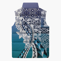 Aloha Vintage Plumeria Hawaiian Tapa Pattern Sleeveless Puffer Jacket Blue Hawaiian Tapa Pattern LT9 - Polynesian Pride