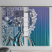 Aloha Vintage Plumeria Hawaiian Tapa Pattern Window Curtain Blue Hawaiian Tapa Pattern - Polynesian Pride