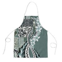 Aloha Vintage Plumeria Hawaiian Tapa Pattern Apron Dark Turquoise Hawaiian Tapa Pattern LT9 Turquoise - Polynesian Pride