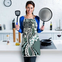 Aloha Vintage Plumeria Hawaiian Tapa Pattern Apron Dark Turquoise Hawaiian Tapa Pattern LT9 - Polynesian Pride