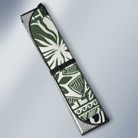 Aloha Vintage Plumeria Hawaiian Tapa Pattern Auto Sun Shade Dark Turquoise Hawaiian Tapa Pattern LT9 - Polynesian Pride