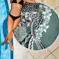 Aloha Vintage Plumeria Hawaiian Tapa Pattern Beach Blanket Dark Turquoise Hawaiian Tapa Pattern - Polynesian Pride