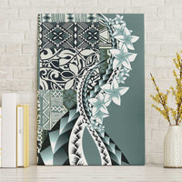 Aloha Vintage Plumeria Hawaiian Tapa Pattern Canvas Wall Art Dark Turquoise Hawaiian Tapa Pattern - Polynesian Pride