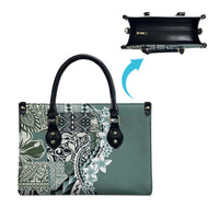 Aloha Vintage Plumeria Hawaiian Tapa Pattern Leather Bag Dark Turquoise Hawaiian Tapa Pattern LT9 - Polynesian Pride