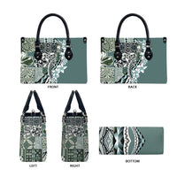 Aloha Vintage Plumeria Hawaiian Tapa Pattern Leather Bag Dark Turquoise Hawaiian Tapa Pattern LT9 - Polynesian Pride