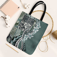 Aloha Vintage Plumeria Hawaiian Tapa Pattern Tote Bag Dark Turquoise Hawaiian Tapa Pattern - Polynesian Pride