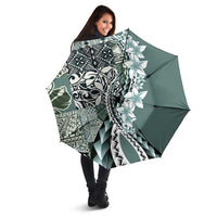 Aloha Vintage Plumeria Hawaiian Tapa Pattern Umbrella Dark Turquoise Hawaiian Tapa Pattern LT9 - Polynesian Pride